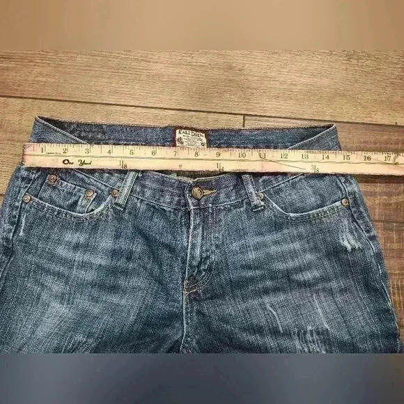 Kali Denim Womens Crop Capri Denim Jeans Distressed Juniors 7 - Picture 3 of 6